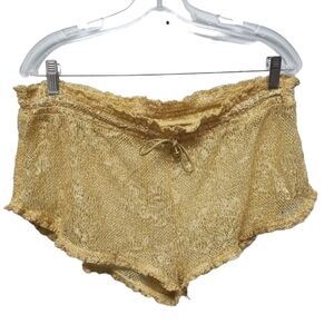 Victoria's Secret Gold Lace Sheer Pajama Shorts L